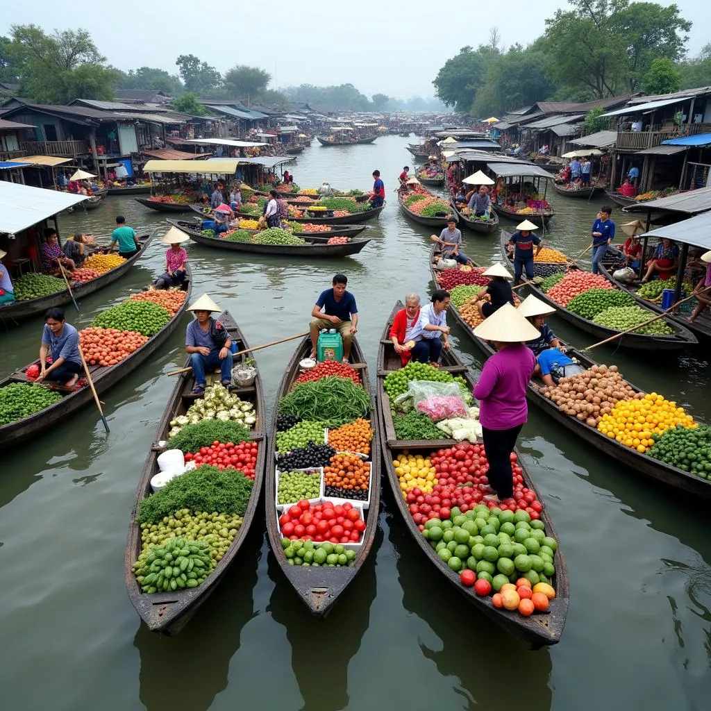 Chợ nổi Cái Răng đông đúc người mua kẻ bán