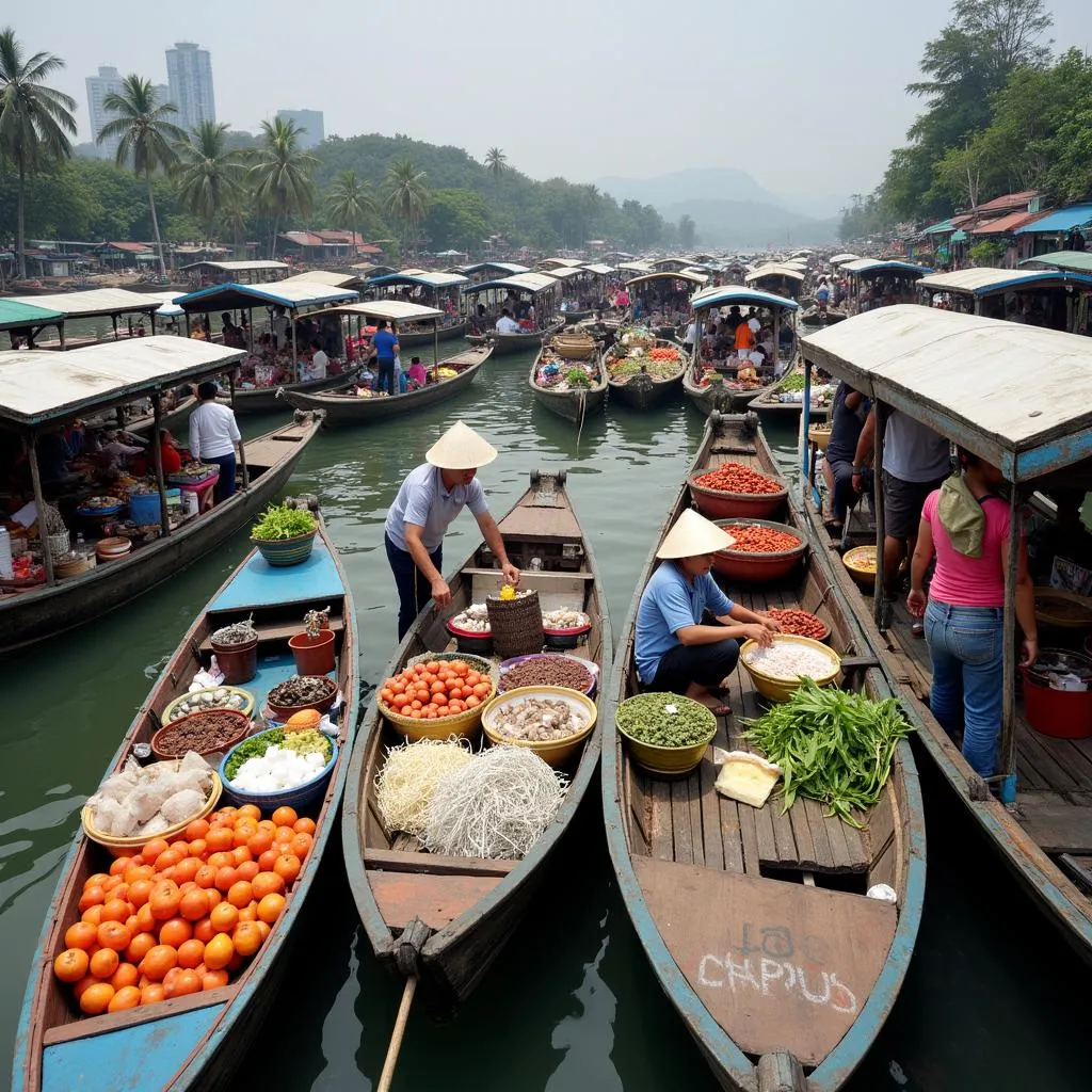 Chợ nổi Rạch Giá tấp nập ghe thuyền