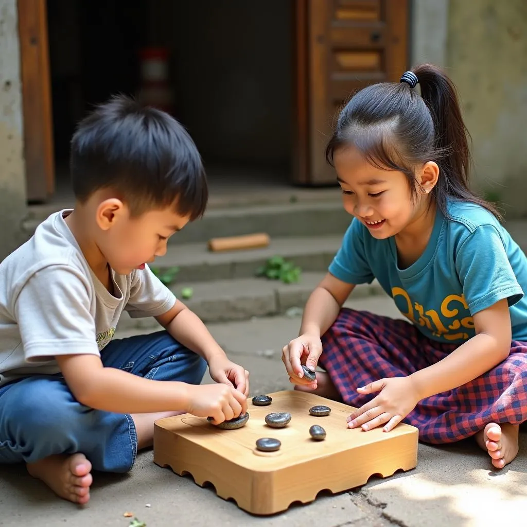 Trẻ em chơi ô ăn quan