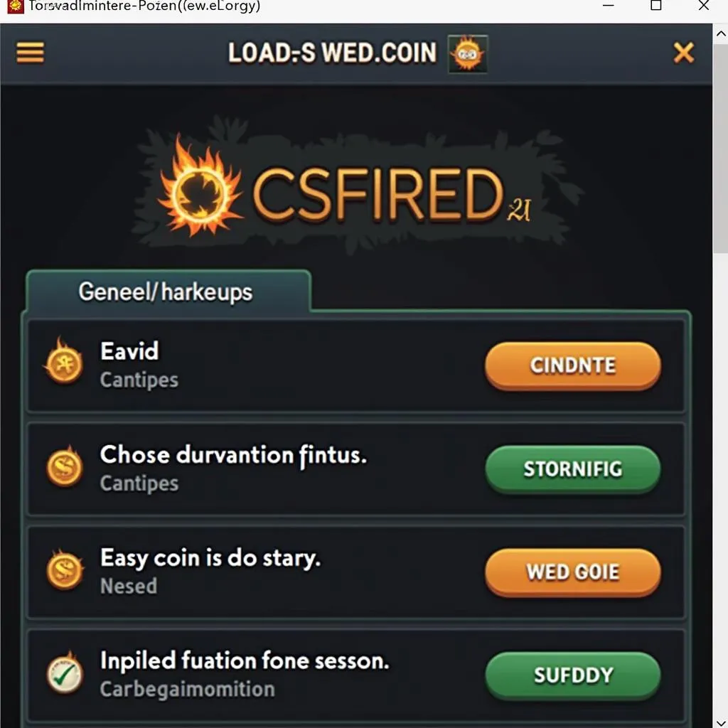 Giao diện phần mềm csfired hack coin