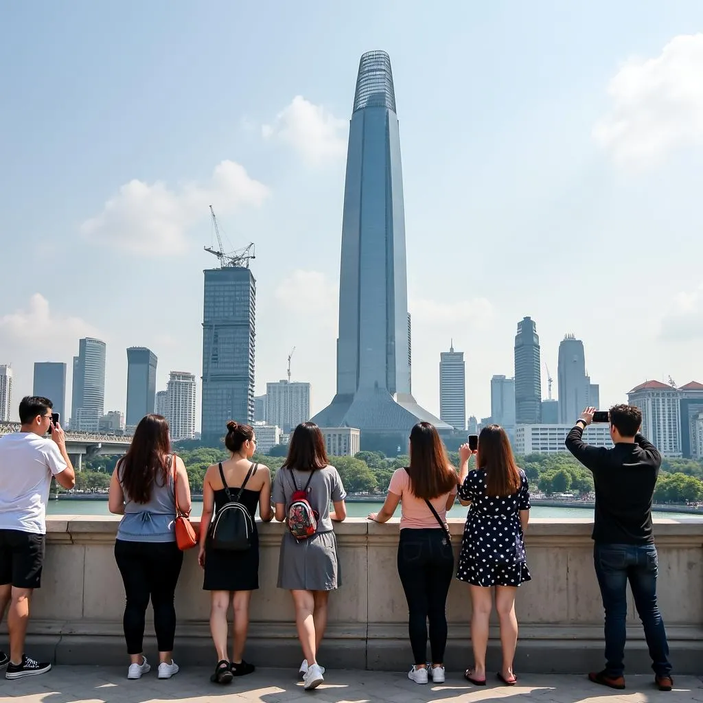 Du khách chụp ảnh tại Landmark 81