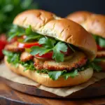 Gà muối xông khói ăn với bánh mì