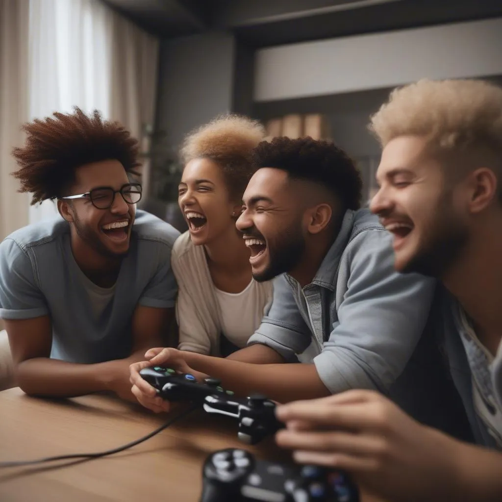 Game players having fun