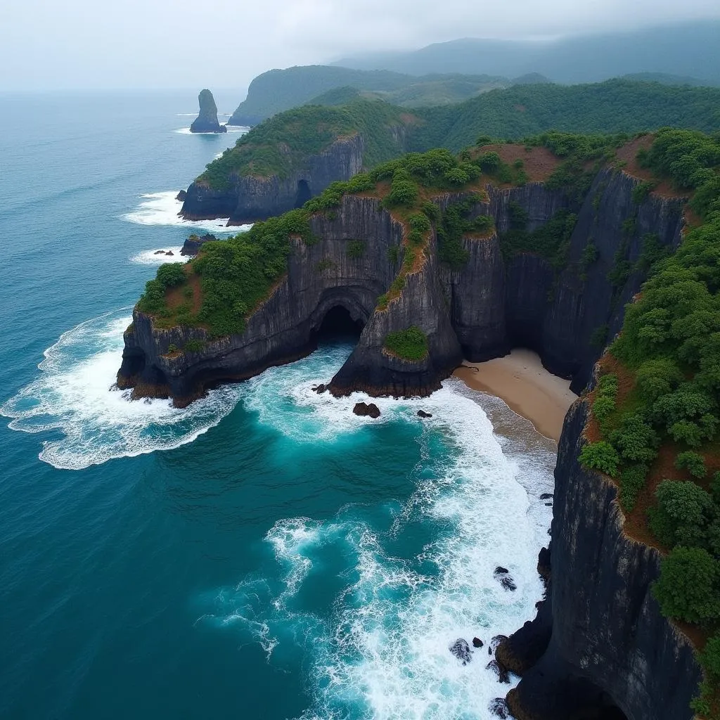 Gành Đá Đĩa Phú Yên nhìn từ flycam