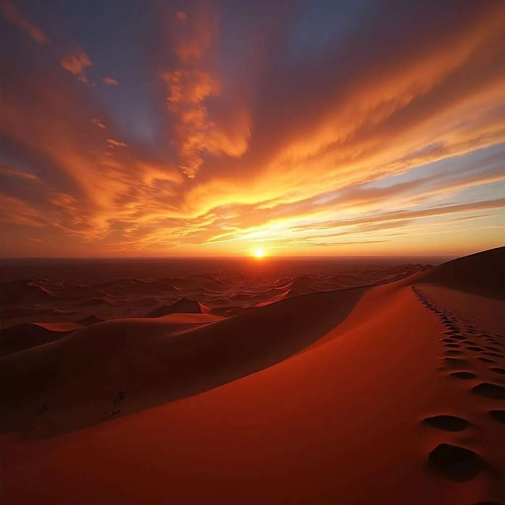 Hoàng hôn trên khung cảnh sa mạc Namibia