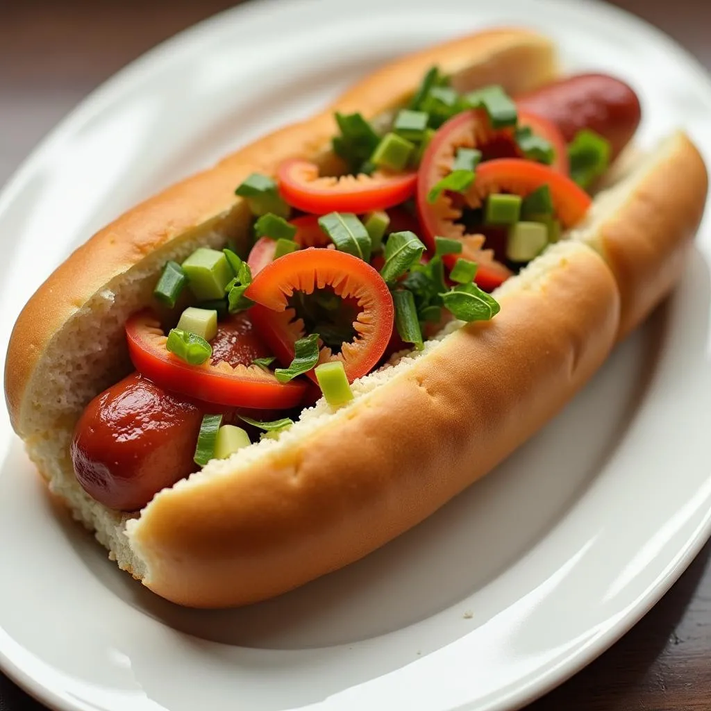 Món hot dog sau khi hoàn thành