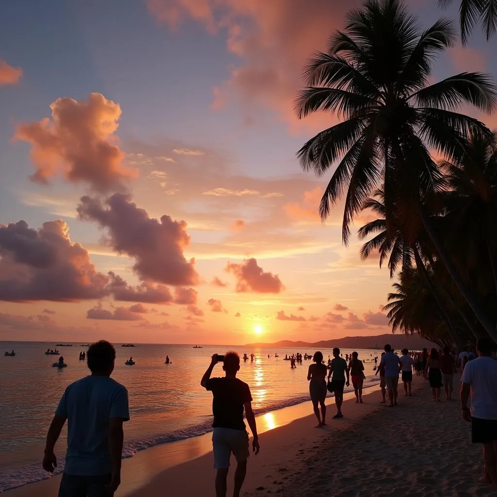 Khung cảnh hoàng hôn lãng mạn trên biển Boracay