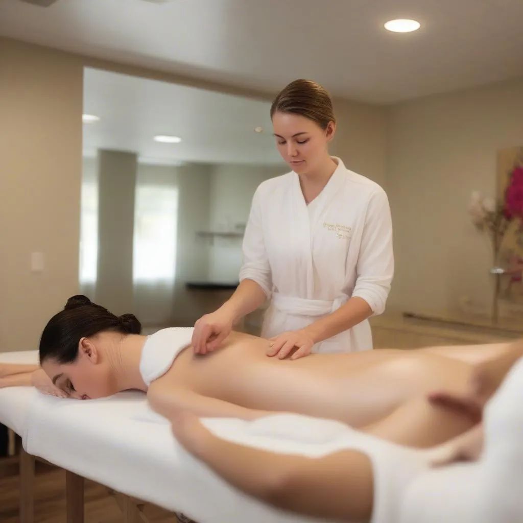 Học viên thực hành spa cùng giảng viên