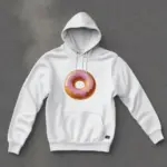 Hình ảnh chiếc hoodie in hình donut và biểu tượng tiền bitcoin