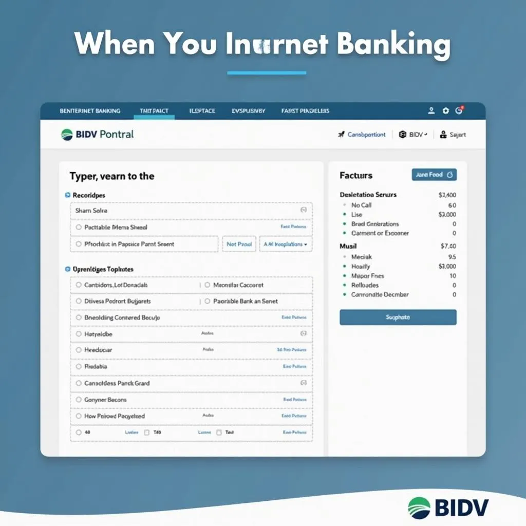 Giao diện đăng nhập Internet Banking BIDV