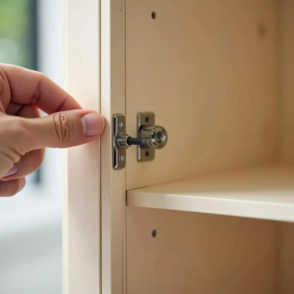 Inspecting the quality of a mini kitchen cabinet