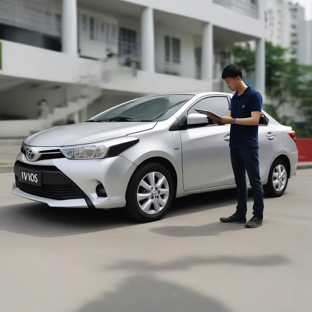 Kiểm tra xe Vios 2016 trước khi thuê