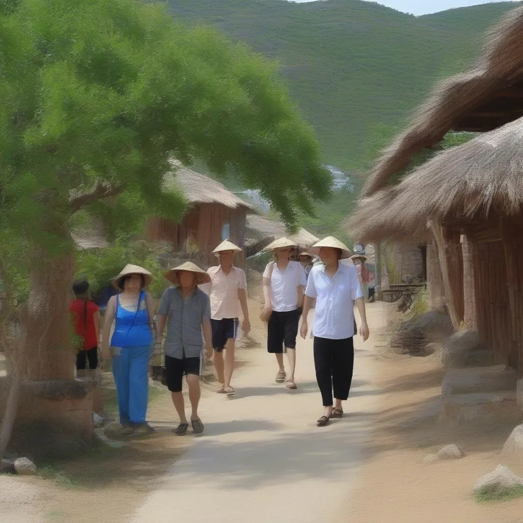 Du khách tham quan làng Chăm Ninh Thuận