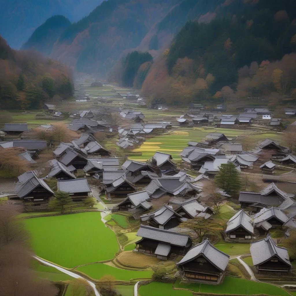 Làng cổ Shirakawa-go với những mái nhà tranh truyền thống