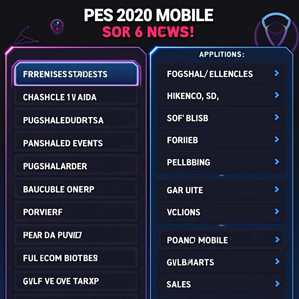 Giao diện chính của PES 2020 Mobile