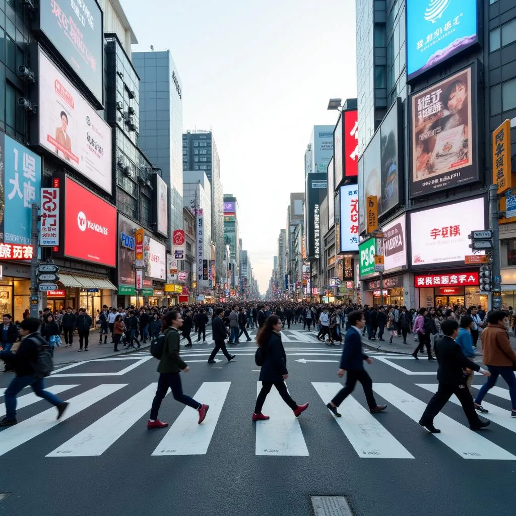 Ngã tư Shibuya: Dòng người và giao thông