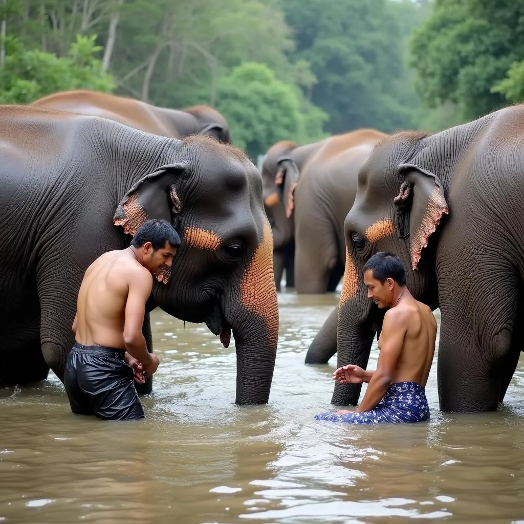 Tắm voi ở Buôn Đôn