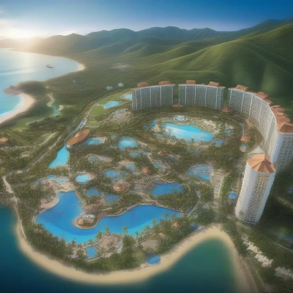 Toàn cảnh Vinpearl Land Nha Trang nhìn từ trên cao