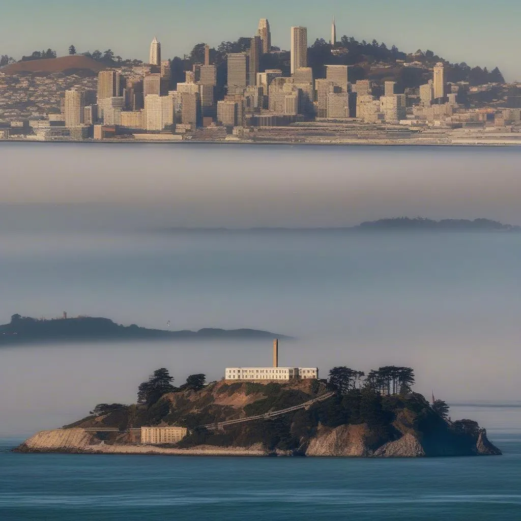 Nhà tù Alcatraz giữa khung cảnh vịnh San Francisco