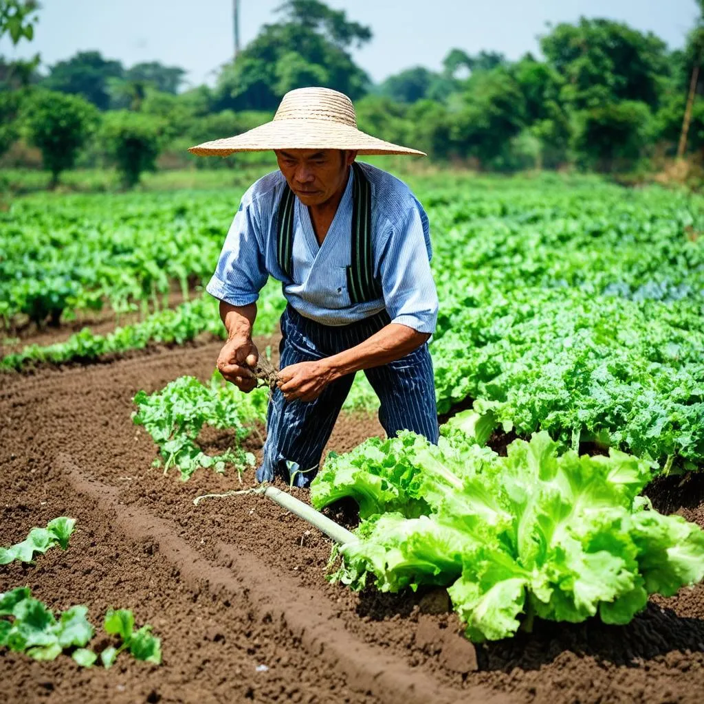 Nông dân trồng rau sạch