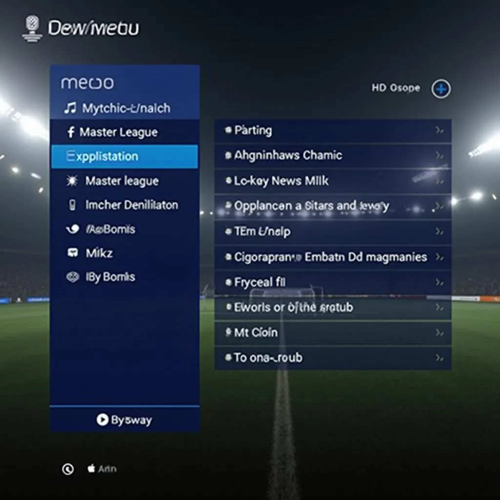 Giao diện game PES 2019