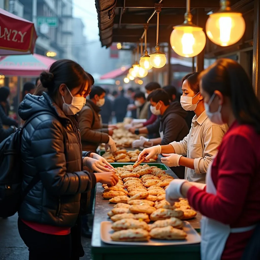 Quán bánh mì thịt đông khách