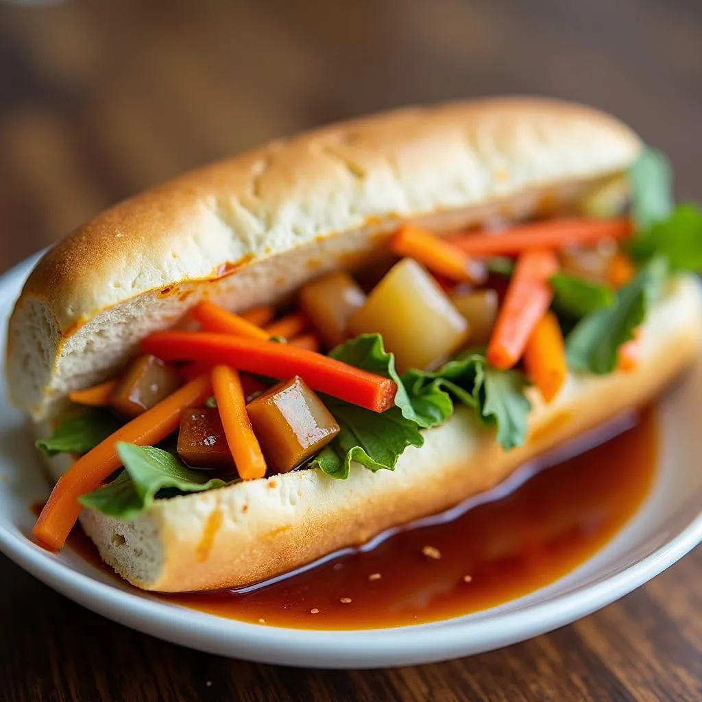 Rau củ sốt chua ngọt ăn kèm bánh mì