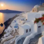 Santorini, Hy Lạp: Biển xanh, cát trắng, hoàng hôn lãng mạn