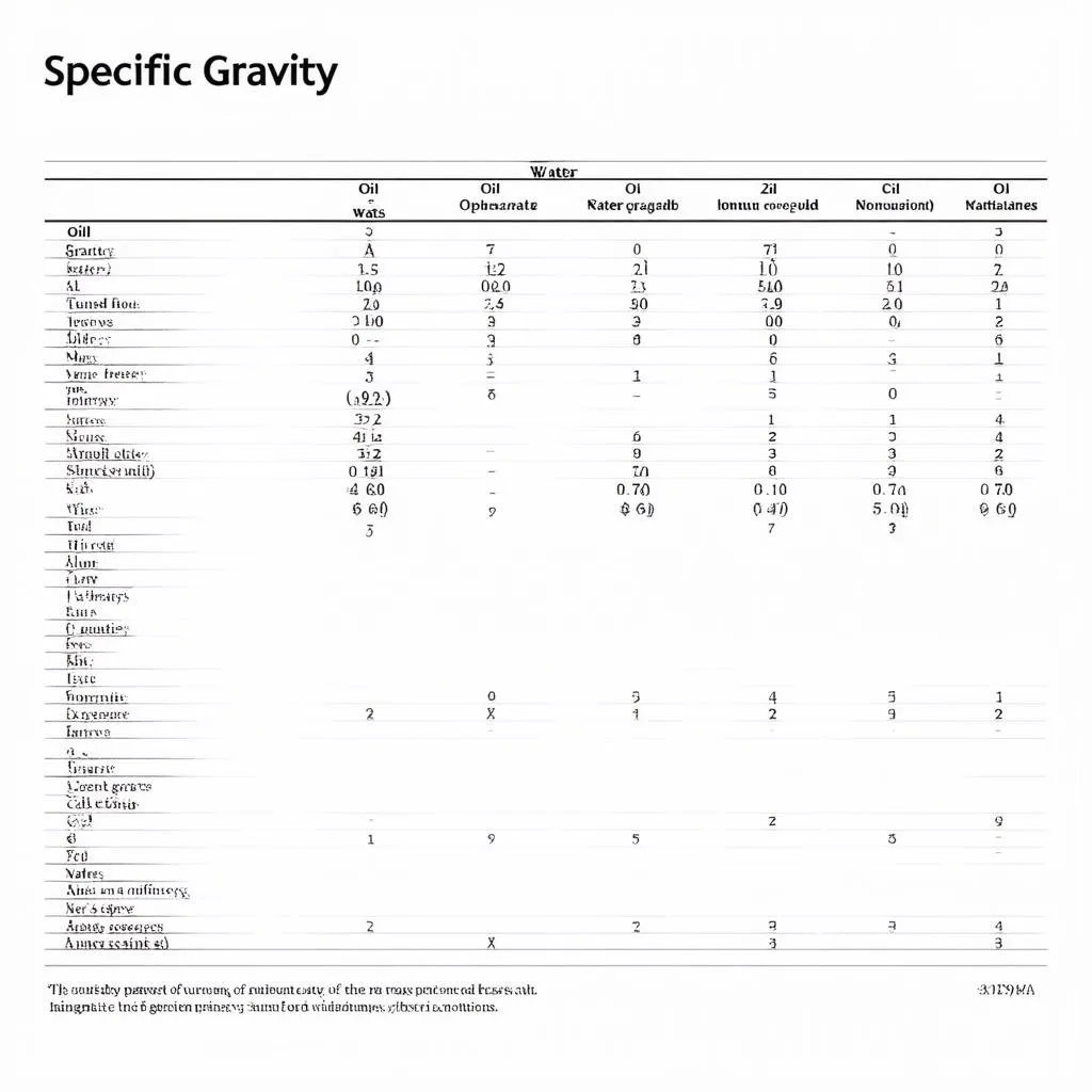 Specific Gravity Values