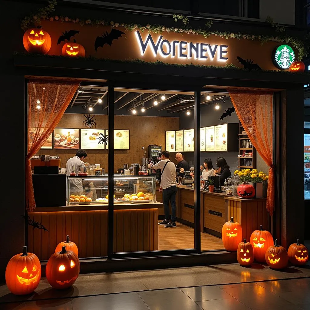 Starbucks Tràng Tiền Trang Trí Halloween