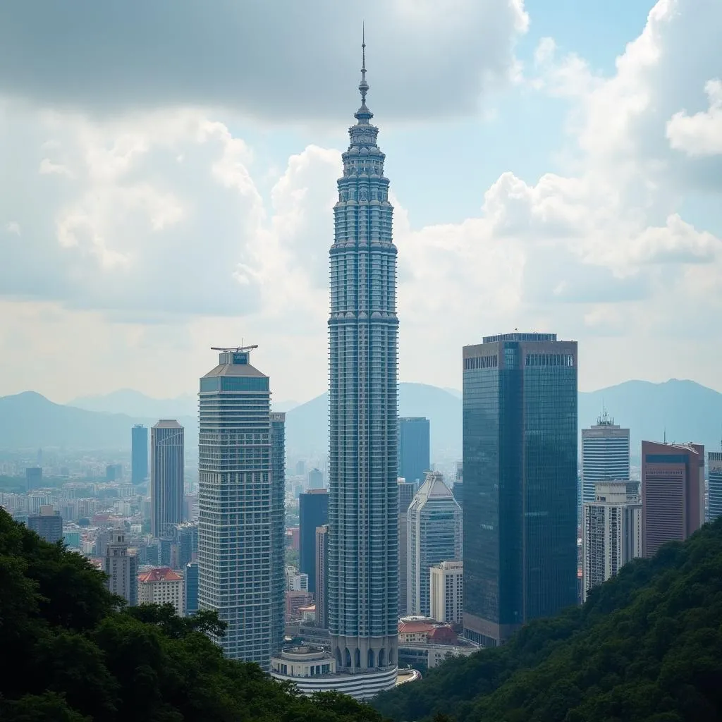 Tháp Menara KL nổi bật giữa thành phố Kuala Lumpur