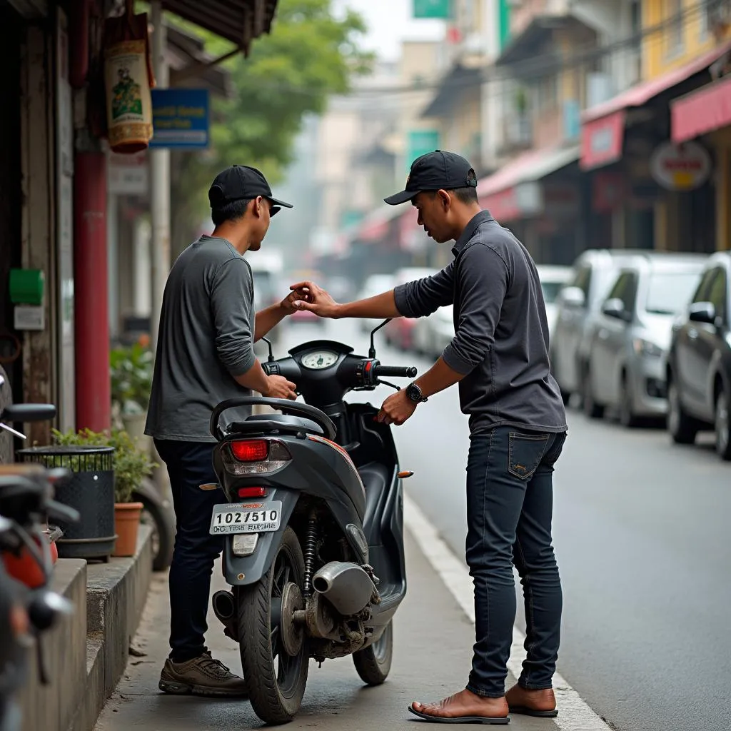 Trả xe máy tại cửa hàng cho thuê