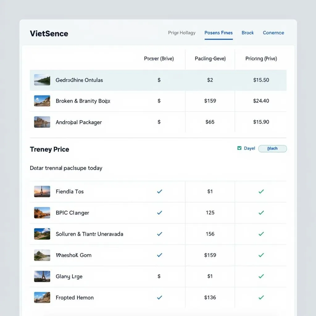 Bảng giá dịch vụ du lịch VietSense
