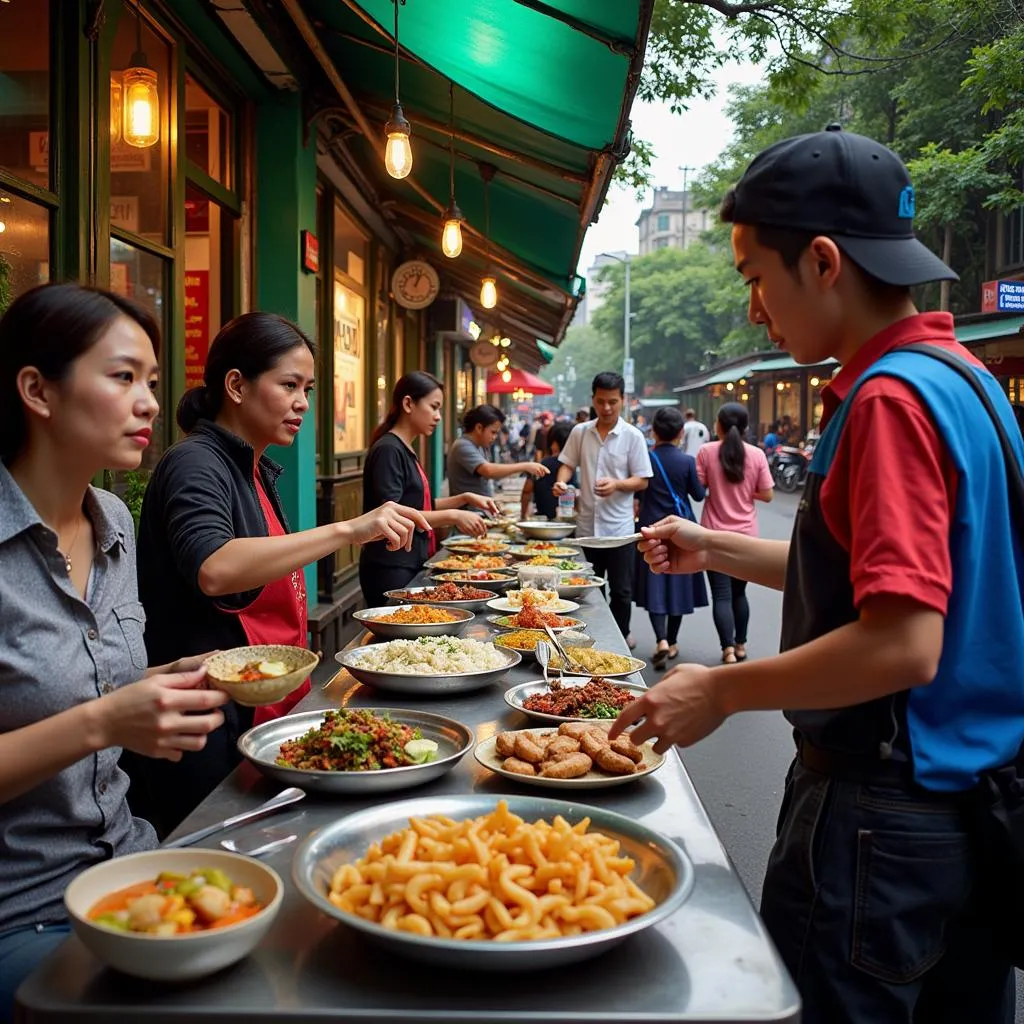 Du khách ăn uống tại Hà Nội