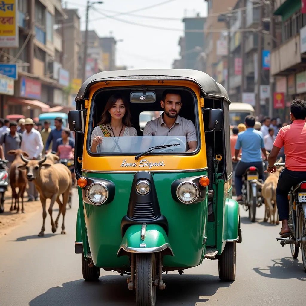 Di chuyển bằng xe tuk tuk