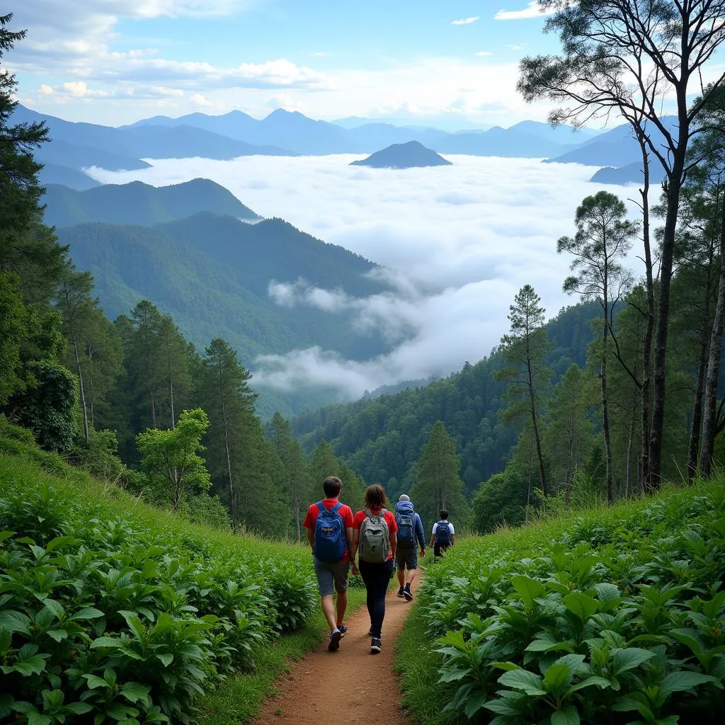 Khung cảnh du lịch hồ mây Sapa