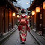 Geisha trong trang phục Kimono ở Gion Kyoto