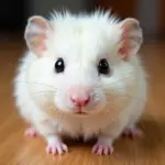 Hình ảnh chú hamster bông trắng muốt với đôi mắt đen láy