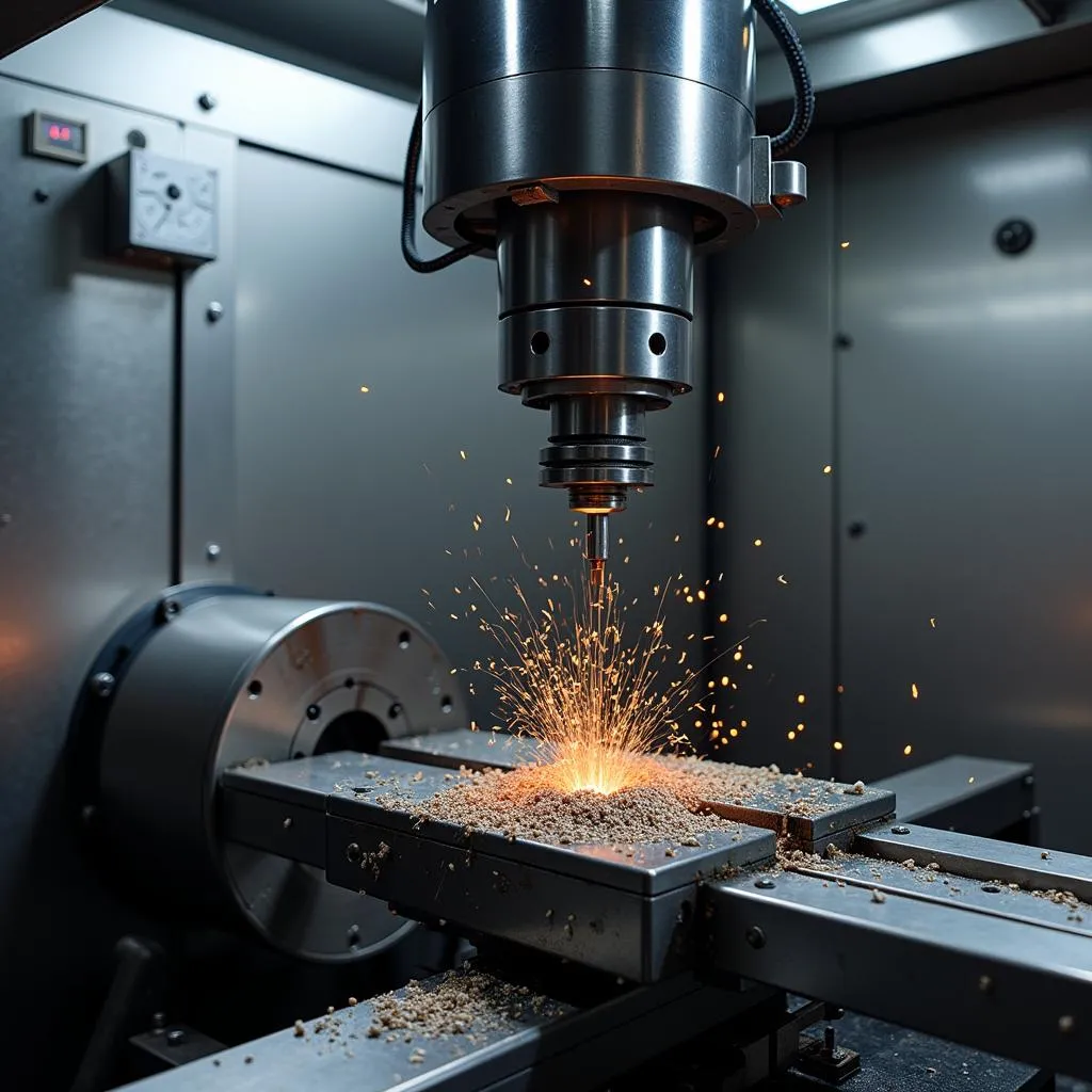 Máy tiện CNC đang hoạt động