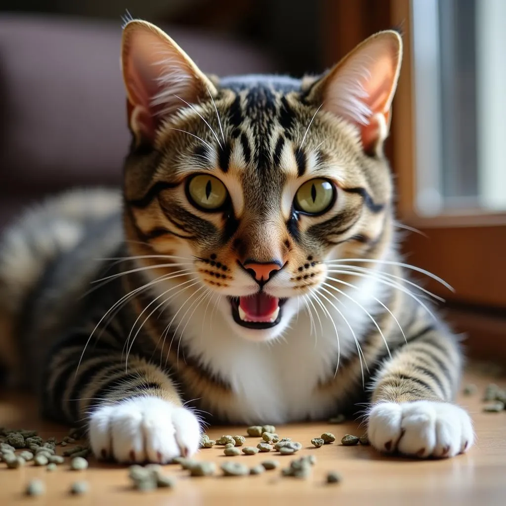 Mèo cưng ăn cỏ catnip