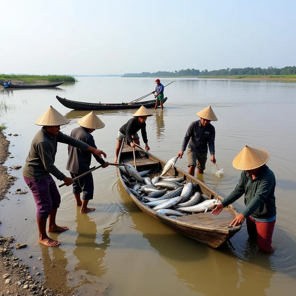 Người dân miền Tây bắt cá