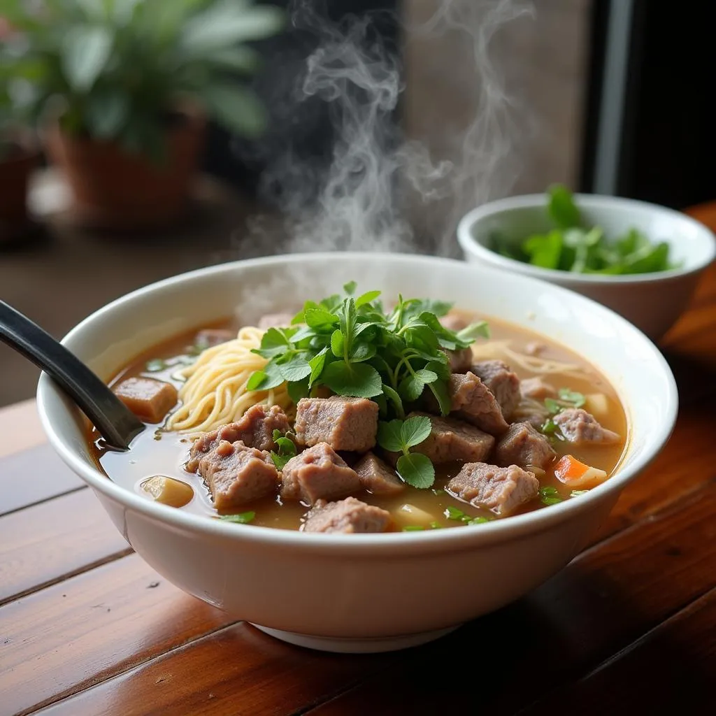 Tô phở bò tái lăn nghi ngút khói