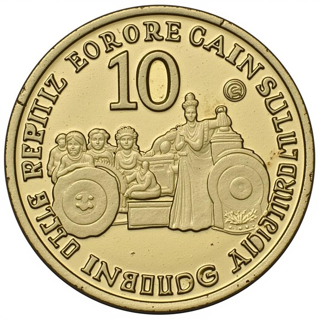 10 Diners Andorra Coin Reverse: Detailed view of the back side of the coin, highlighting the specific design features.