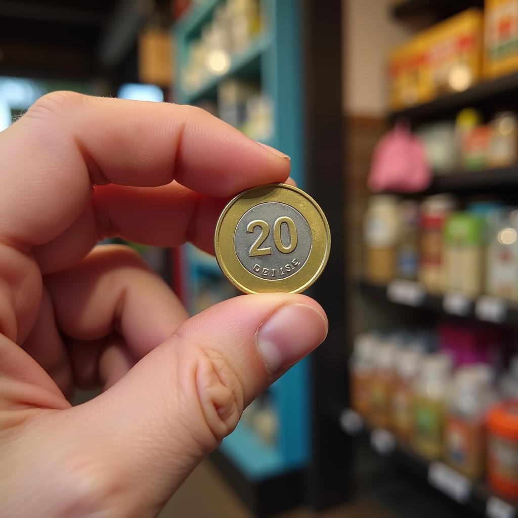 20 Pence Coin Held in Hand