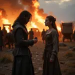 Arya Stark receiving the iron coin from Jaqen H'ghar