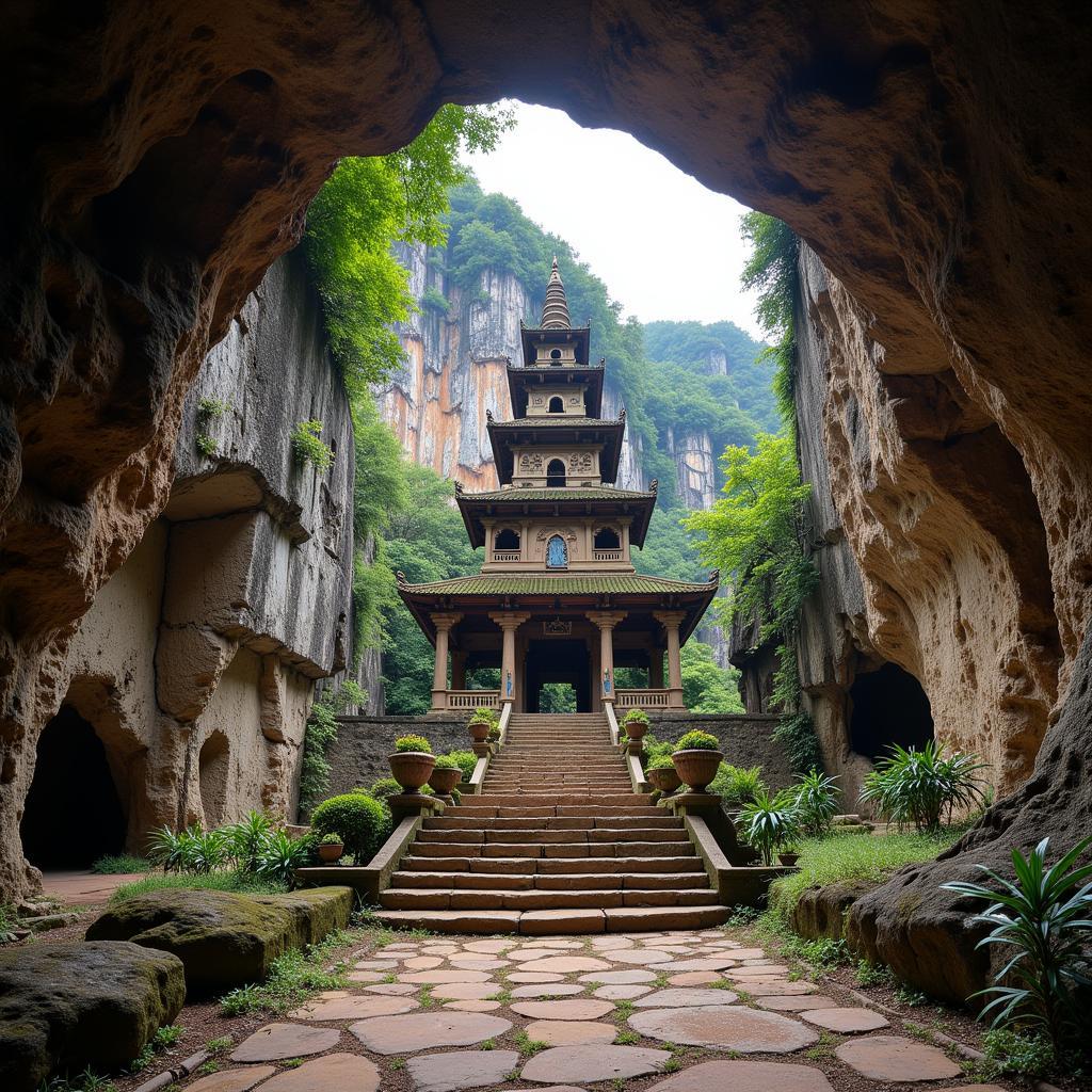 Chùa Hang An Giang - Ngôi chùa linh thiêng với kiến trúc độc đáo nằm trong hang động.