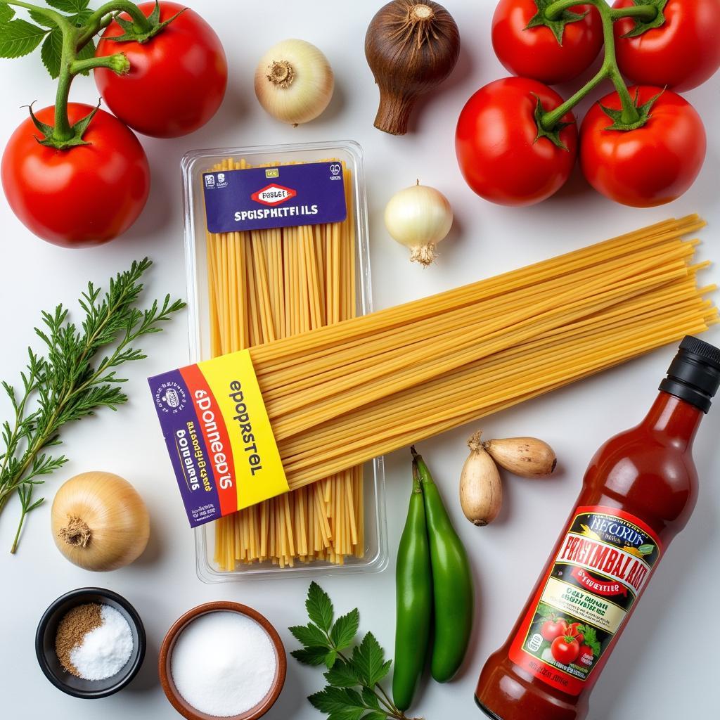 Chuẩn bị nguyên liệu nấu mì spaghetti