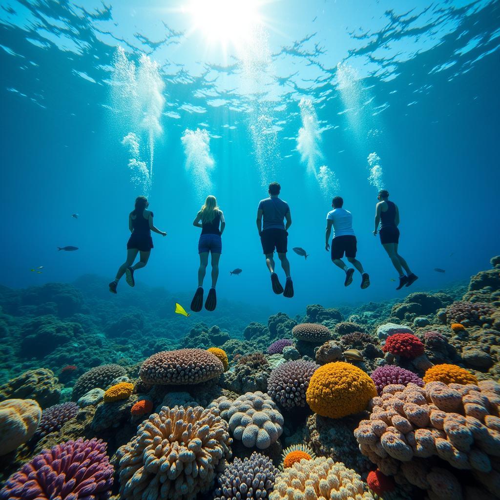 Du khách lặn biển ngắm san hô ở Nha Trang