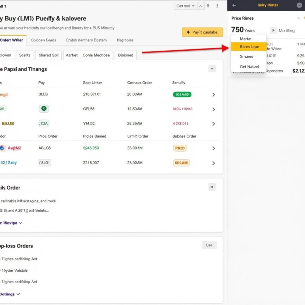 Giao diện mua bán coin trên Binance