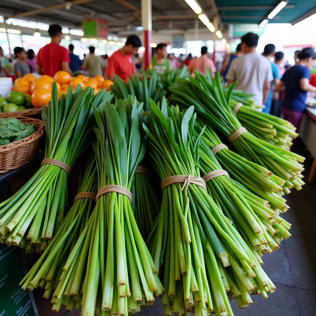 Mua lá dứa tươi tại chợ Bến Thành